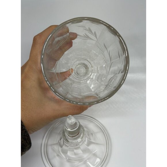 VTG Antique Westmoreland Colonial Etched Glass Candy Jar w/ Lid 9" Pedestal EAPG - Picture 5 of 8